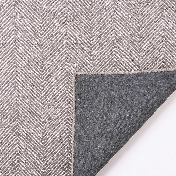 Modern Herringbone Chevron Collection Handcrafted Wool Area Rug - Durable, Zigzag Pattern, for High Traffic, Contemporary Design for Living Room, Bedroom, Dining Room Decor (Smoke Grey, 6' x 9')