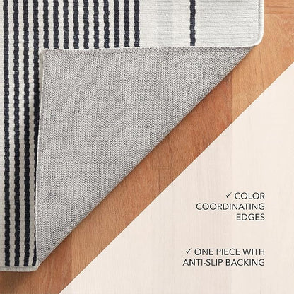 Dash & Albert Gunner Stripe Machine Washable Rug, 6 X 9 Feet, Grey Stripe Pattern
