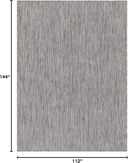 Beverly Rug Indoor Outdoor Rug 9x12, Washable Outside Carpet for Patio, Deck, Porch, Solid Modern Area Rug, Water Resistant, Silver Gray