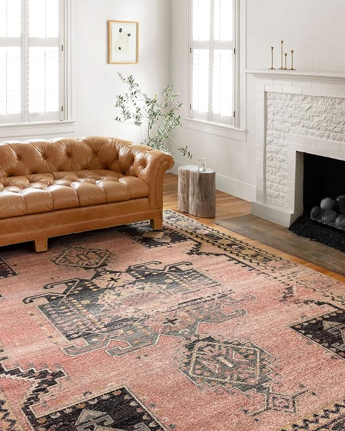 Loloi Jocelyn Collection JOC-06 Rose/Rose 4'-0" x 6'-0" .38" Thick Accent Rug