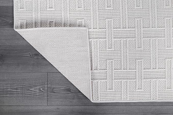 Micro Loop Indoor Rug White 8x10 Boho Geometric Neutral Area Rugs for Living Room Soft Luxury Modern Low and High Pile Durable Stain Resistant Non-Shedding Indoor Area Carpet 8 x 10