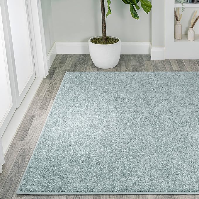 Eyely UES100S-6 Supersoft Haze Solid Low-Pile Indoor Area Rug, Coastal, Bohemian, Minimalist, Classic, Casual for Bedroom,Kitchen,Living Room,Non Shedding,Easy-Washing, Blue, 6 X 9