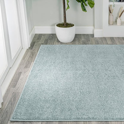 Eyely UES100S-14 Supersoft Haze Solid Low-Pile Indoor Area Rug, Coastal, Bohemian, Minimalist, Classic, Casual for Bedroom,Kitchen,Living Room,Non Shedding,Easy-Washing, Blue, 10 X 14