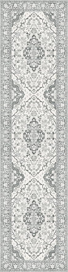 Washable Runner Rug 2.5x10 | Non Slip Rug Runners for Hallways, Entryways, Kitchens, Bathrooms, Bedrooms | Ultra-Soft Flannel Carpet Runners with Rubber Backing (Beige, 2.5x10)