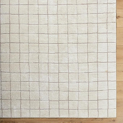 Livabliss x Our PNW Home Cascade Minimalist Grid Area Rug, 10' x 14', Grid Ivory/Taupe