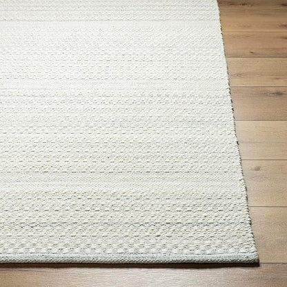 Mark&Day Wool Rugs, 5x8 Precious Solid and Border Cream/Light Slate Area Rug, Cream Grey Carpet for Living Room, Bedroom or Kitchen (5' x 7'6")