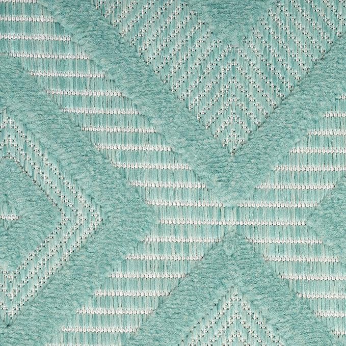 Nourison Home Versatile Aqua Teal 6' x 9' Area Rug - Easy Clean, Non Shedding, Bed Room, Living Room, Dining Room, Kitchen (6' x 9')