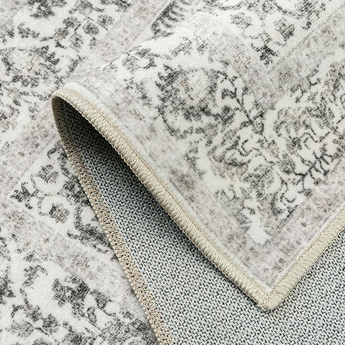 Black Runner Rug 2x8 Hallway Machine Washable Kitchen Vintage Distressed Non Slip Long Carpet Indoor Retro Floral Bedroom Accent Throw Rug for Bathroom Office Laundry Dining Room