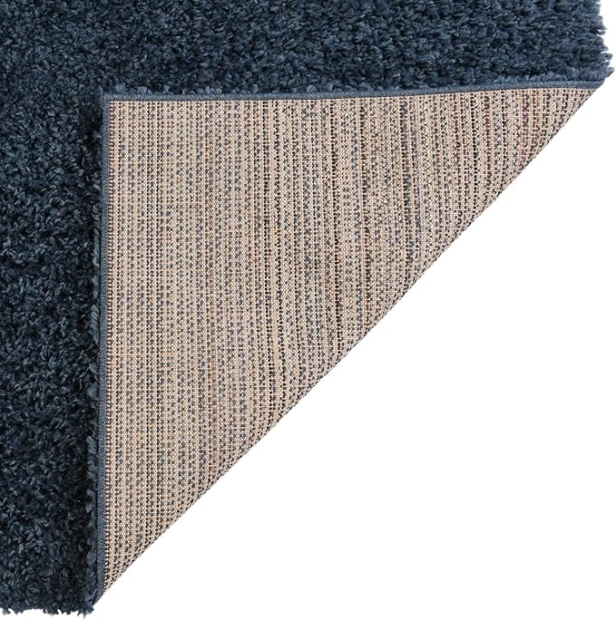 Unique Loom Davos Shag Collection Area Rug - Solid (3' 3" Square, Marine Blue)