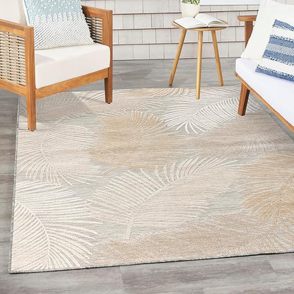 Nourison Home Suncoast Grey 5'3" x 7'3" Area Rug - Easy Clean, Non Shedding, Bed Room, Living Room, Dining Room, Kitchen (5' x 7')
