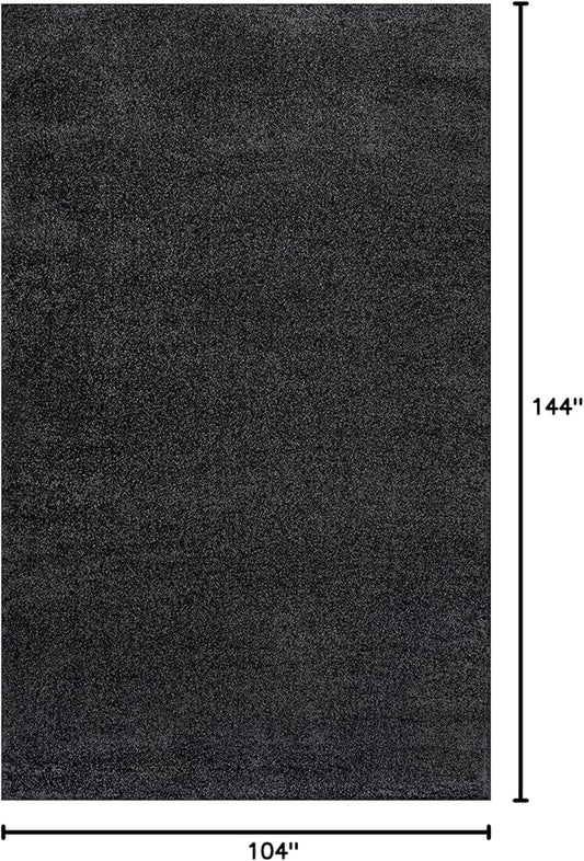 Eyely UES100I-9 Supersoft Haze Solid Low-Pile Indoor Area Rug Casual;Contemporary;Solid;Traditional, Bedroom, Kitchen, Living Room, Easy-Cleaning, Non-Shedding, 9 X 12, Black
