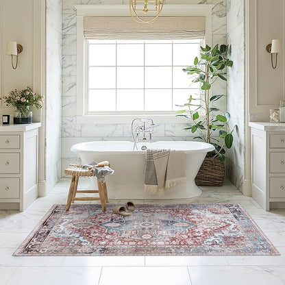 Washable Area Rug. Modern Farmhouse. Vintage. Turkish. Bohemian. Distressed. Oriental. Traditional. Rugs for Living Room. Dining. Bedroom. Office. Entryway. Foyer. (858RM, 5'9 x 8'9)