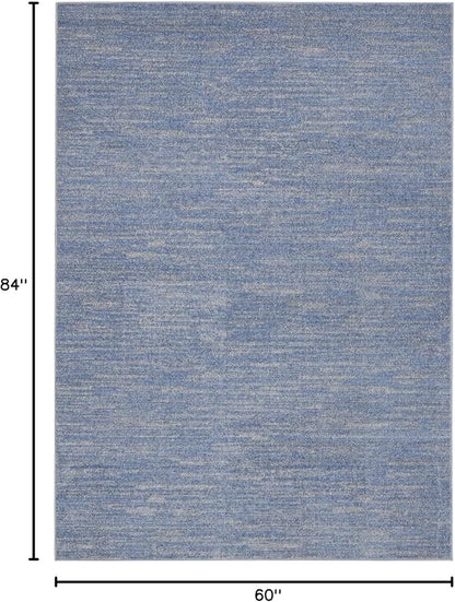 Nourison Home Nourison Essentials Blue Grey 5' x 7' Area Rug - Easy Clean, Non Shedding, Bed Room, Living Room, Dining Room, Kitchen (5' x 7')