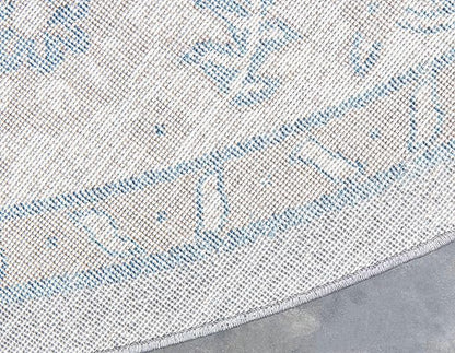 Unique Loom Salzburg Collection Classic Traditional Design Oriental Inspired Border Area Rug (8' 0 x 8' 0 Round, Gray/Beige)