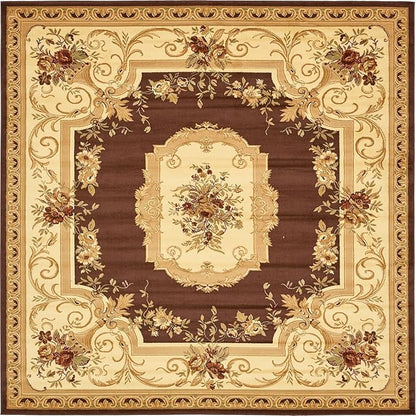 Rugs.com Chateau Collection Rug – 10 Ft Square Brown Medium Rug Perfect for Living Rooms, Kitchens, Entryways