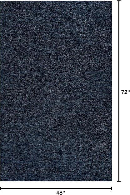 Eyely UES100C-4 Supersoft Haze Solid Low-Pile Indoor Area Rug Casual;Contemporary;Solid;Traditional, Bedroom, Kitchen, Living Room, Easy-Cleaning, Non-Shedding, 4 X 6, Navy
