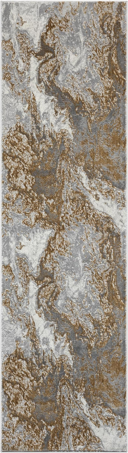 LUXE WEAVERS Marble Swirl Abstract Area Rug, Gray 2x7