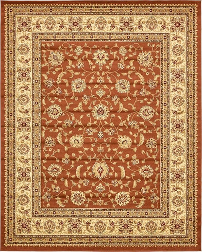 Unique Loom Voyage Collection Traditional Oriental Classic Intricate Design Area Rug (8' 0 x 10' 0 Rectangular, Terracotta/Ivory)