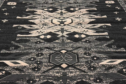Unique Loom Taftan Collection Border Geometric Tribal Inspired Design Area Rug (9' 0 x 12' 0 Rectangular, Black/ Gray)