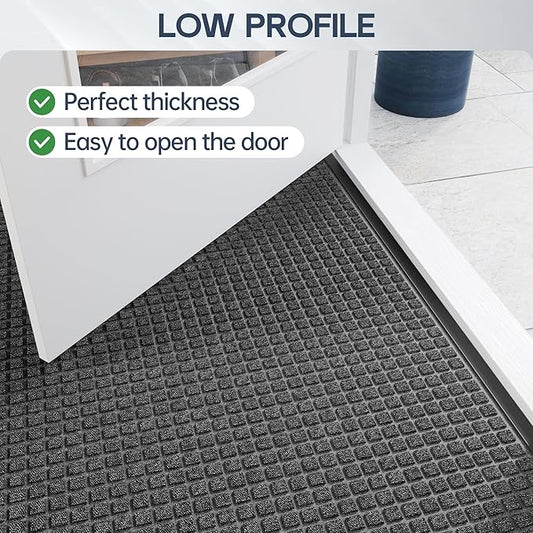 Amyracel Front Door Mat Outside Entrance, 36"x 72" All Season Weather Outside Door Mat, Heavy Duty Rubber Backing Door Mats for Entryway, Low Pile Entry Indoor Doormat for Inside Floor