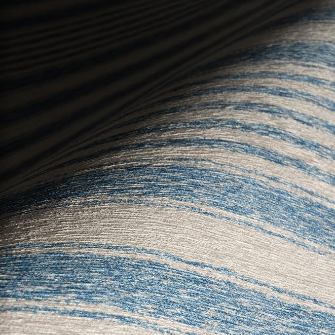 Dash & Albert Vion Blue Machine Washable Rug, 2 X 3 Feet, Blue/Grey Stripe Pattern