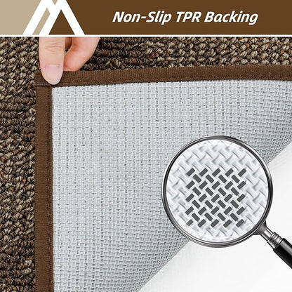 COSY HOMEER Non-Slip Door Mat 36"x60", Entryway Rugs Low Profile Absorbent Dirt Trapper Doormat for Front Entrance, Washable Polypropylene Entry Mat (Brown)