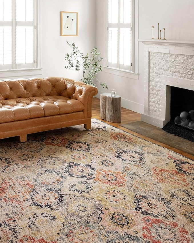 Loloi Jocelyn Collection JOC-07 Khaki/Multi 6'-7" x 9'-7" .38" Thick Area Rug