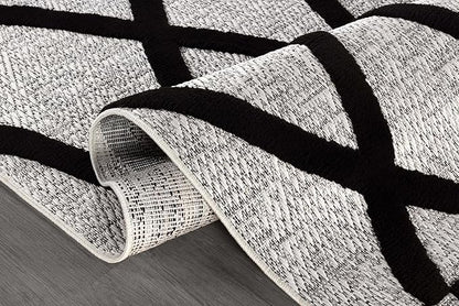 CAMILSON Modern Rug 10x14 Luxury Diamond Pattern Large Micro Loop Area Rugs Soft High-Low Pile Stain Resistant Easy to Clean Non-Shedding Durable Living Room Bedroom Indoor Carpet (Black/Gray)