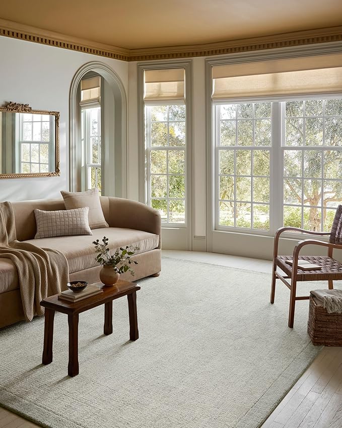 Loloi Magnolia Home by Joanna Gaines Henley Collection HNY-01 Ivory/Spa 7'-9" x 9'-9" Area Rug