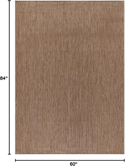 CAMILSON Outdoor Rug 5x7 Modern Area Rugs for Indoor and Outdoor Patios and Porches - Waterproof, Washable, Non-Shedding, Easy-to-Clean Outside Carpet (5 x 7, Solid - Jute)