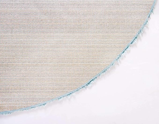 Unique Loom Davos Shag Collection Area Rug - Solid (7' 10" Round, Aqua)