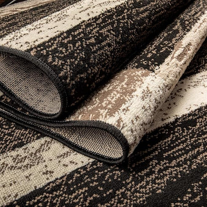 Superior Rockwood 3 Piece Indoor Area Rug Set, Jute Backing, Modern Color Block Decor for Hallway, Entry, Office, Kitchen, Living Room Floors, Plush Rugs, 2' 7" x 8', 5' x 8', 8' x 10', Chocolate