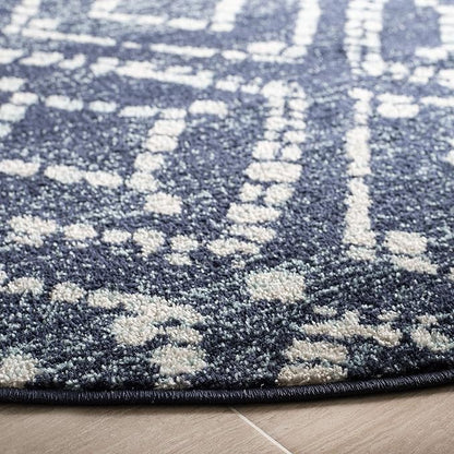 SAFAVIEH Adirondack Collection 8' Round Navy/Ivory ADR131N Modern Diamond Distressed Non-Shedding Living Room Bedroom Area Rug
