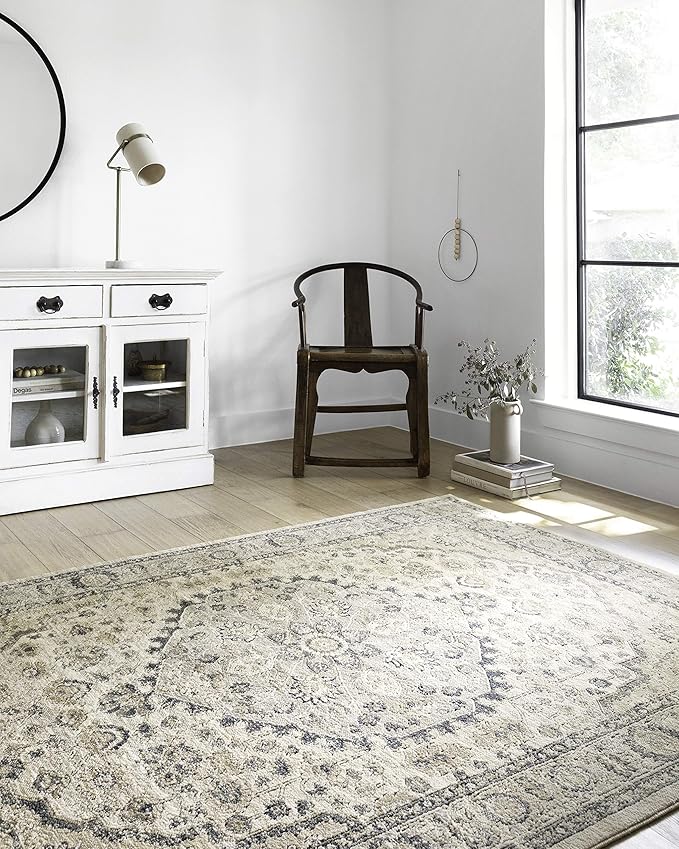 Loloi Teagan Collection TEA-01 Natural/Lt. Grey 2'-8" x 13' Runner Rug, Large, Soft Neutral Rug, High-Traffic for Living Room, Bedroom, Home Office, Dining Area