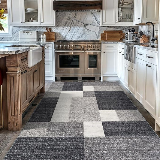 Rugshop Modern Boxes Design Non-Slip (Non-Skid) Area Rug 5 X 7 (5' 3" X 7' 3") Gray