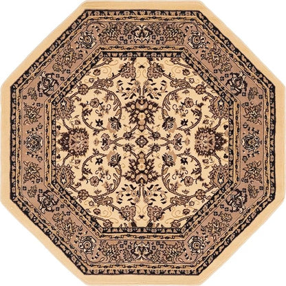 Unique Loom Sialk Hill Collection Area Rug - Washington (5' 3" Octagon Ivory/Black)