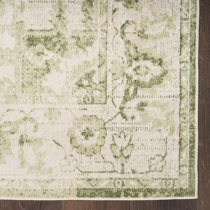 Nourison Home Astra Machine Washable Ivory Green 6'7" x 9' Area Rug - Easy Clean, Non Shedding, Bed Room, Living Room, Dining Room, Kitchen (7' x 9')