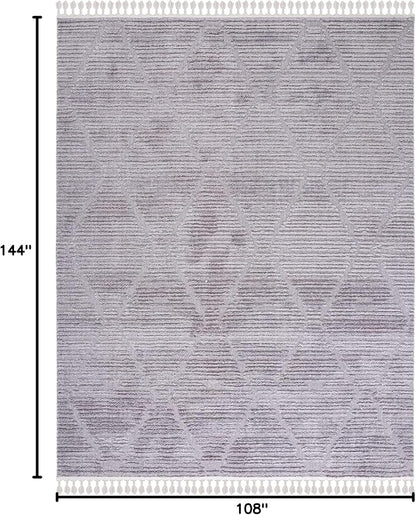 SAFAVIEH Marrakech Collection Area Rug - 9' x 12', Grey, Moroccan Boho Tribal Tassel Design, Non-Shedding & Easy Care, Ideal for High Traffic Areas in Living Room, Bedroom (MRK517F)