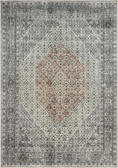 Keen Home Design 8x10 Rug - Machine Washable Area Rug with Non-Slip Backing, Ideal for Living Room, Dining Room, Bedroom - Vintage, Easy Clean, Durable, Low Pile - (8' x 10')