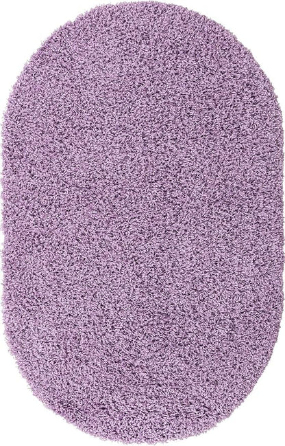 Unique Loom Solid Shag Collection Area Rug (3' 3" x 5' 3" Oval, Lilac)