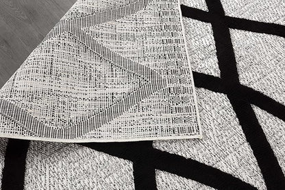 CAMILSON Modern Rug 9x12 Luxury Diamond Pattern Large Micro Loop Area Rugs Soft High-Low Pile Stain Resistant Easy to Clean Non-Shedding Durable Living Room Bedroom Indoor Carpet (Black/Gray)