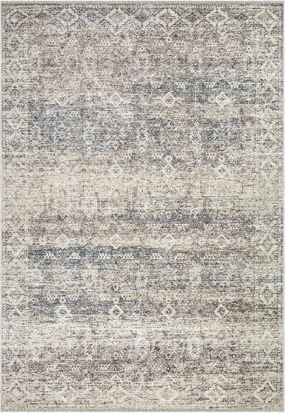 Bloom Rugs Caria Washable Non-Slip 9x12 Rug - Beige Brown/Teal Traditional Area Rug for Living Room, Bedroom, Dining Room, and Kitchen - Exact Size: 9' x 12'