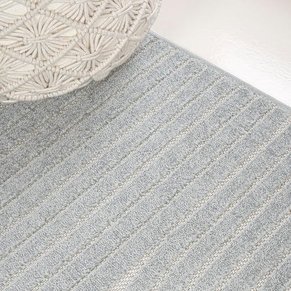 JONATHAN Y Hallie High-Low Curve Light Blue/Cream 8x10 Indoor/Outdoor Area Rug, Minimalist Geometric, Pet Friendly, for Patio, Backyard, Living Room, Bedroom, Office, Hose-Washable (SCN100E-8)