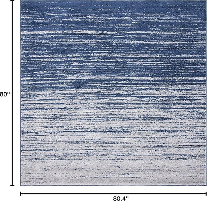 SAFAVIEH Adirondack Collection Area Rug - 6'7" Square, Navy & Grey, Modern Ombre Design, Non Shedding & Easy to Clean, Ideal for Living Room, Bedroom, Office, Dining Space (ADR113E)
