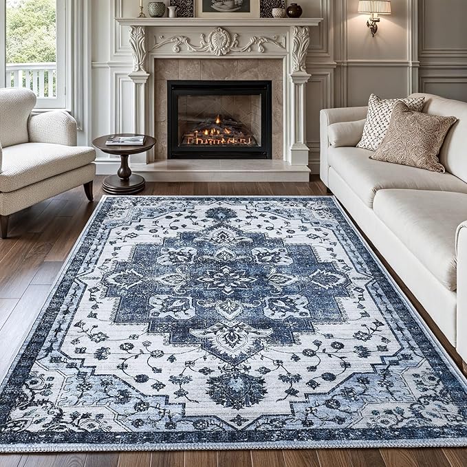 Washable Area Rugs 6x9,Boho Area Rug,Collapsible Area Rug for Bedroom, Entryway, Kitchen, Bathroom