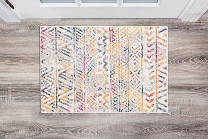 Rugshop Geometric Boho Area Rug – Multi Tribal Pattern, Perfect for Living Room, Bedroom, Office, 2x3