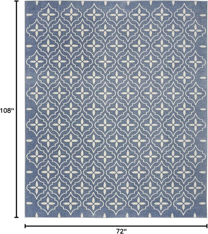 Nourison Home Nourison Essentials Blue Ivory 6' x 9' Area Rug - Easy Clean, Non Shedding, Bed Room, Living Room, Dining Room, Kitchen (6' x 9')