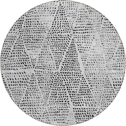 Addison Rugs Chantille ACN591 Pewter 8' x 8' Indoor Outdoor Round Rug, Easy Clean, Machine Washable, Non Shedding, Bedroom, Living Room, Dining Room, Kitchen, Patio Rug
