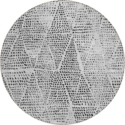 Addison Rugs Chantille ACN591 Pewter 8' x 8' Indoor Outdoor Round Rug, Easy Clean, Machine Washable, Non Shedding, Bedroom, Living Room, Dining Room, Kitchen, Patio Rug