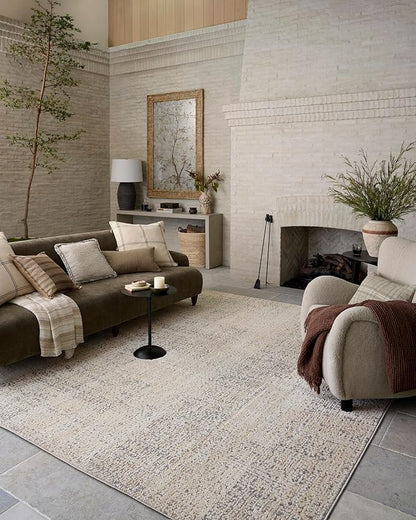 Loloi Amber Lewis Bexley Collection BEX-03 Natural/Slate 6'-6" x 9'-3" Area Rug Neutral, Textured, Living, Bedroom, Dining, Carpet